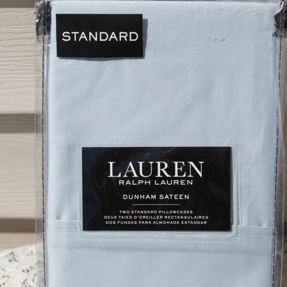 Ralph Lauren Dunham Sateen 100% Cotton Set of 2 Pillowcases Celestial Blue - Picture 5 of 8